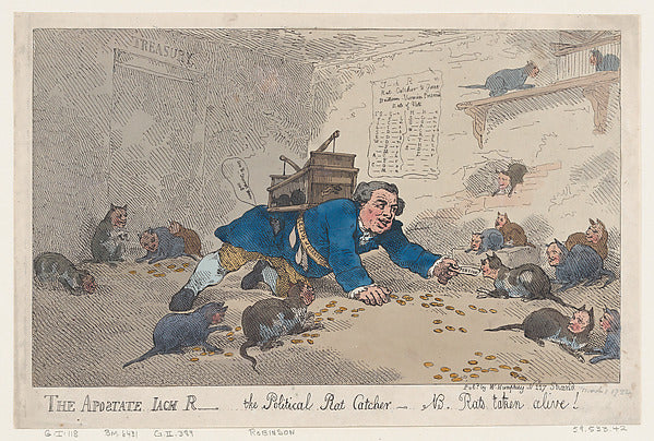 The Apostate Jack Robinson  The Political Rat Catcher–N.B. Rat, vintage art, A3 (16x12