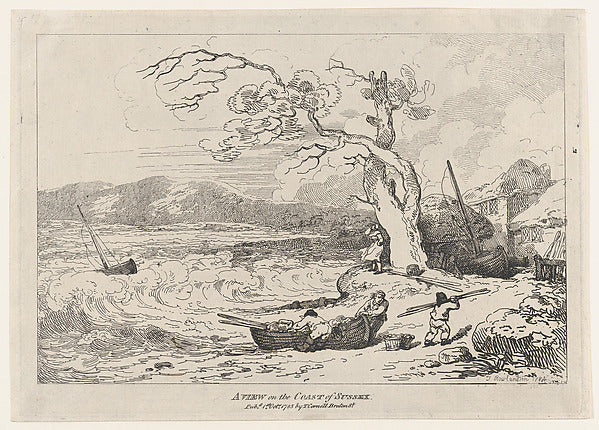 A View on the Coast of Sussex October 1, 1785-Thomas Rowlandso,16x12"(A3)Poster