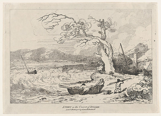 A View on the Coast of Sussex October 1, 1785-Thomas Rowlandso,16x12"(A3)Poster