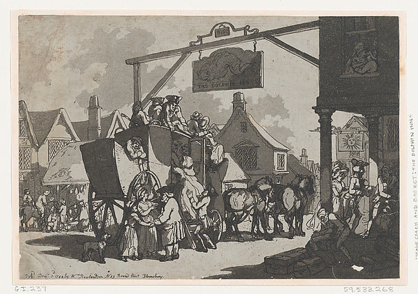 Thomas Rowlandson:Stage Coach Setting Down at the Dolphin In-16x12"(A3) Poster