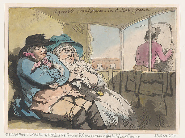 Thomas Rowlandson:A Comfortable Nap in a Post Chaise Decembe-16x12"(A3) Poster