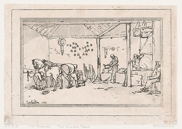 Thomas Rowlandson:Shoeing: The Village Forge 1787-16x12"(A3) Poster