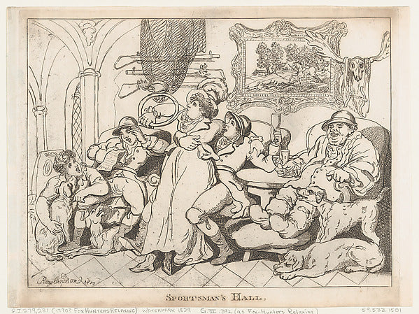 Thomas Rowlandson:Sportsman's Hall or Fox-Hunters Relaxing 1-16x12"(A3) Poster