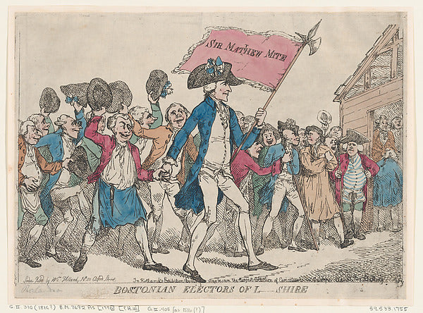Thomas Rowlandson:Bostonian Electors of L-Shire 1790-16x12"(A3) Poster
