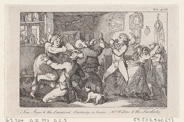 Thomas Rowlandson:Tom Jones & the Landlord Partridge & Susan-16x12"(A3) Poster