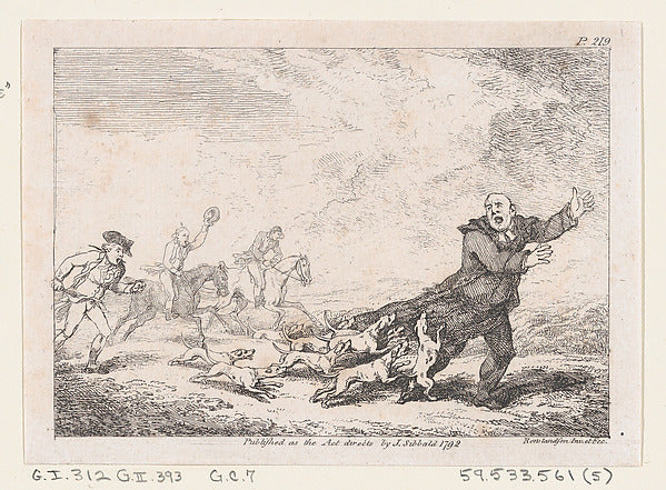 Thomas Rowlandson:Parson Adams Engaged In A Perilous Hunting-16x12"(A3) Poster