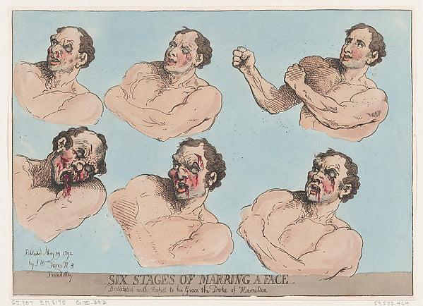 Thomas Rowlandson:Six Stages of Marring a Face May 29, 1792-16x12"(A3) Poster