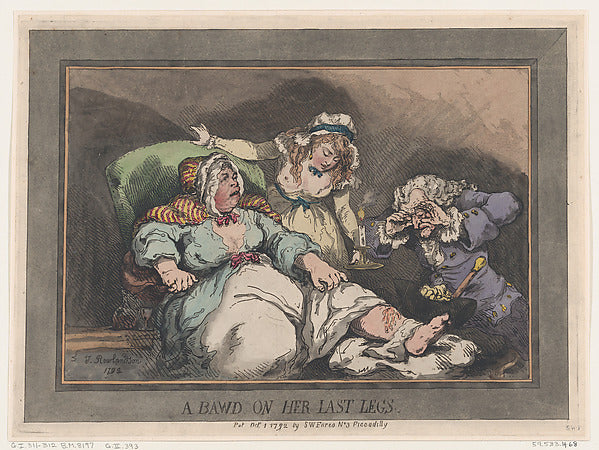Thomas Rowlandson:A Bawd on her Last Legs October 1, 1792-16x12"(A3) Poster