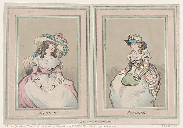 Thomas Rowlandson:Modish and Prudish December 1, 1791-16x12"(A3) Poster