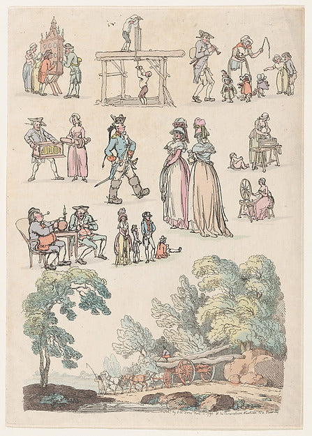 Thomas Rowlandson:Outlines of Figures and a Landscape June 1-16x12"(A3) Poster