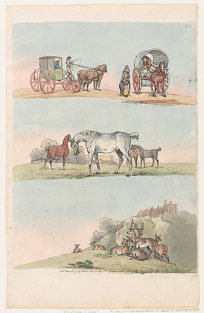 Thomas Rowlandson:Outlines of Figures and Animals March 8, 1-16x12"(A3) Poster