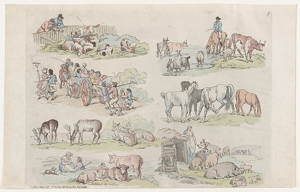 Thomas Rowlandson:Outline of Figures and Animals January 31,-16x12"(A3) Poster