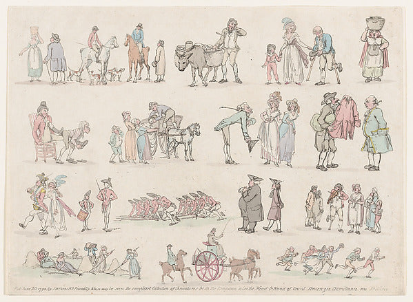 Thomas Rowlandson:Outlines of Figures and Animals June 20, 1-16x12"(A3) Poster