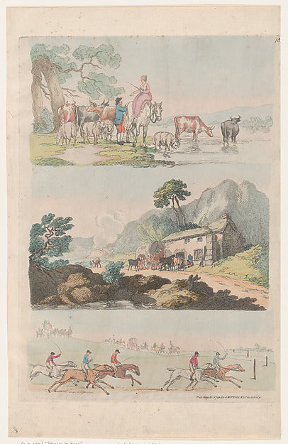 Thomas Rowlandson:Cattle at the River August 6, 1790-16x12"(A3) Poster