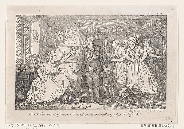 Thomas Rowlandson:Partridge cruelly accused and maltreated b-16x12"(A3) Poster