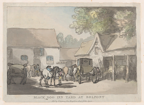 Thomas Rowlandson:Black Dog Inn Yard At Belfont 1785–87-16x12"(A3) Poster