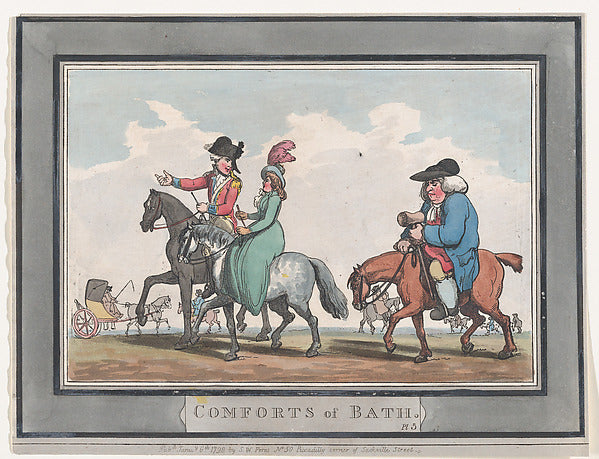 Thomas Rowlandson:Comforts of Bath Plate 5 January 6, 1798-16x12"(A3) Poster