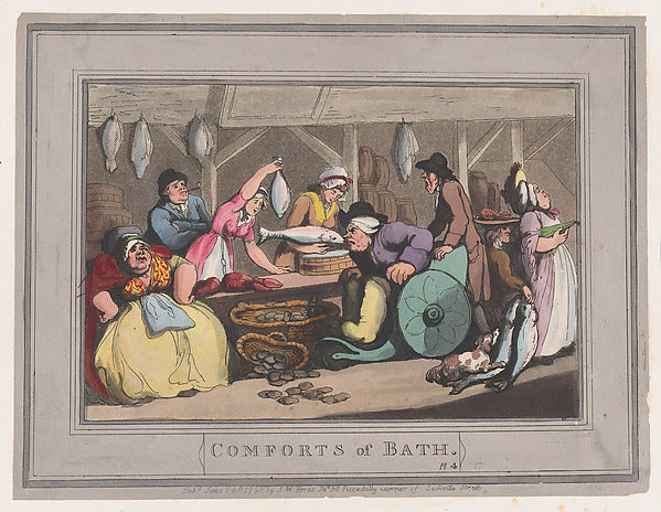Thomas Rowlandson:Comforts of Bath Plate 4 January 6, 1798-16x12"(A3) Poster