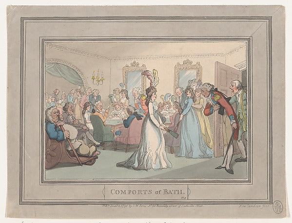Thomas Rowlandson:Comforts of Bath Plate 8 January 6, 1798-16x12"(A3) Poster