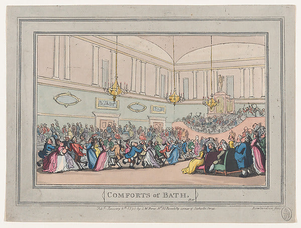 Thomas Rowlandson:Comforts of Bath Plate 10 January 6, 1798-16x12"(A3) Poster