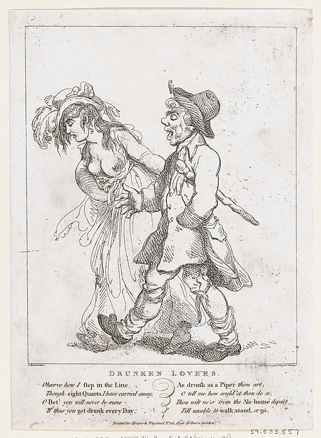 After George Moutard Woodward:Drunken Lovers March 15, 1798-16x12"(A3) Poster