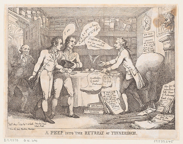 Thomas Rowlandson:A Peep into the Retreat at Tinnechurch May-16x12"(A3) Poster