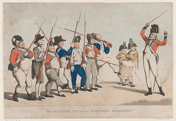 Thomas Rowlandson:The Awkward Squad or Enraged Sergeant July-16x12"(A3) Poster