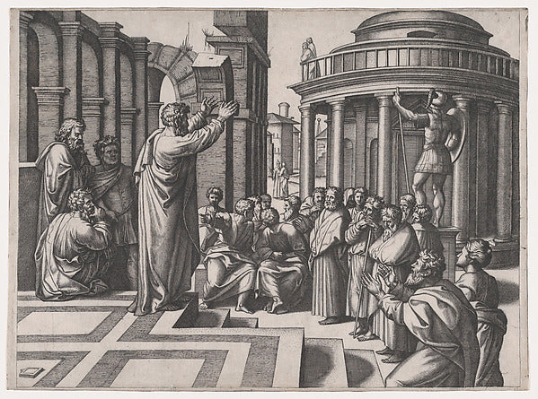 Saint Paul preaching in Athens  after Raphael c1517–20-Marcant,  Poster Print