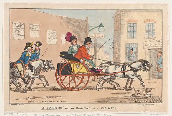 Thomas Rowlandson , After George Moutard Woodward:A Dasher! -16x12"(A3) Poster
