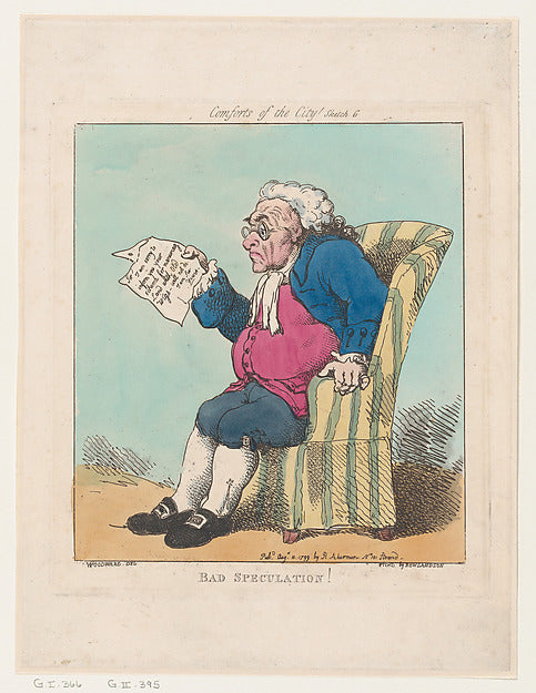 Thomas Rowlandson , After George Moutard Woodward:Bad Specul-16x12"(A3) Poster