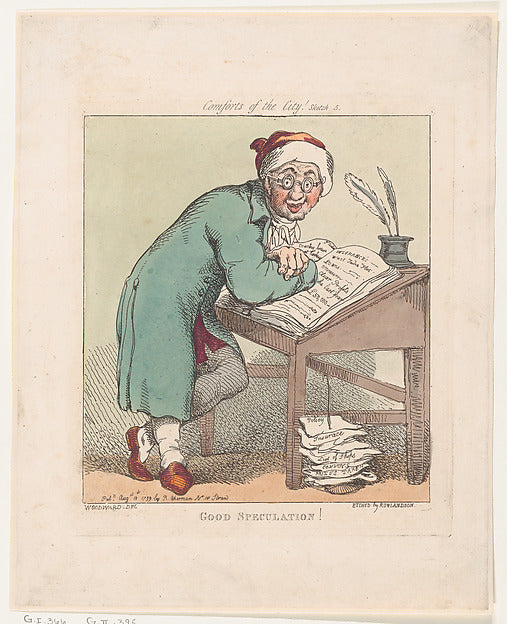 Thomas Rowlandson , After George Moutard Woodward:Good Specu-16x12"(A3) Poster