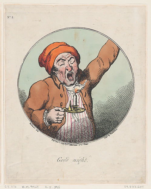 Thomas Rowlandson , After George Moutard Woodward:Good Night-16x12"(A3) Poster