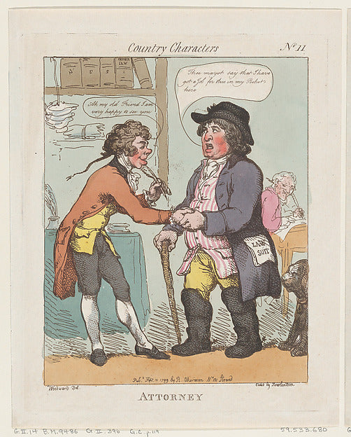 Thomas Rowlandson , After George Moutard Woodward:Attorney S-16x12"(A3) Poster