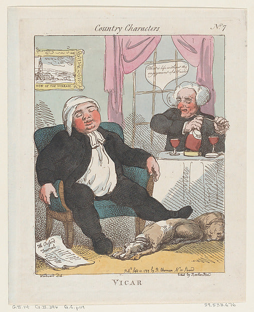Thomas Rowlandson , After George Moutard Woodward:Vicar Sept-16x12"(A3) Poster