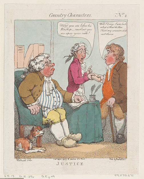 Thomas Rowlandson , After George Moutard Woodward:Justice Au-16x12"(A3) Poster