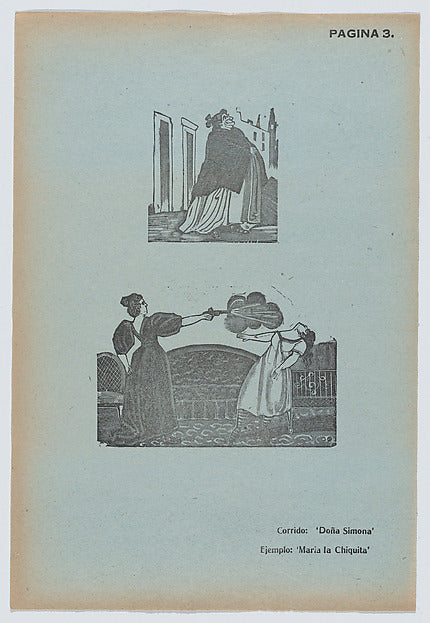 José Guadalupe Posada:Page 3: scene from a ballad 'Doña Simo-16x12"(A3) Poster