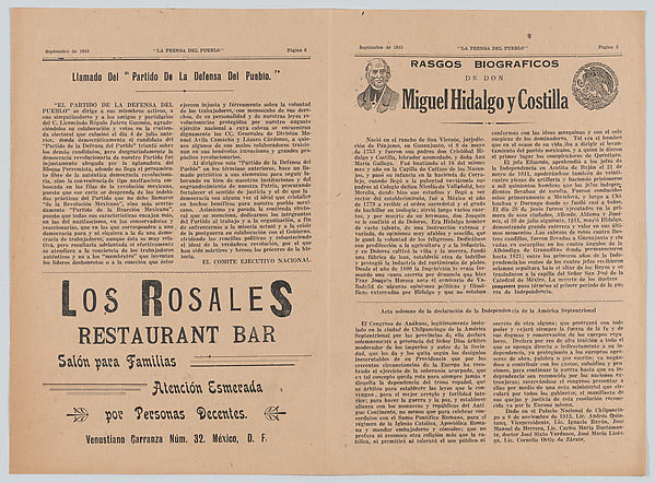 :Bi-fold pages printed back and front from 'La prensa del pu-16x12"(A3) Poster