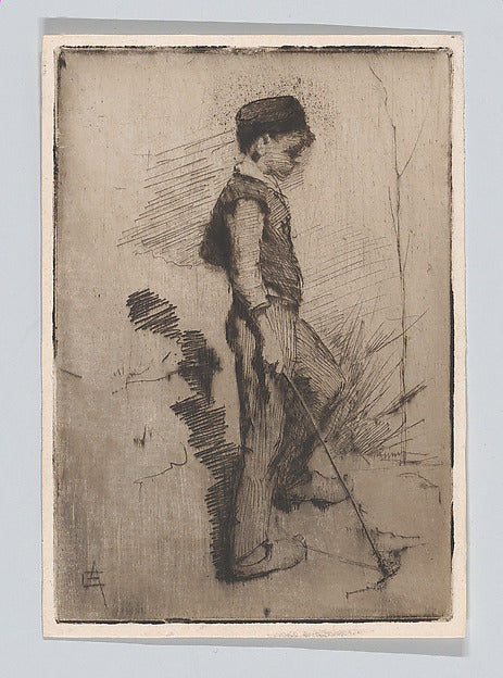 Elizabeth Forbes , Kingston 1859–1912 Newlyn):Boy with a Sti-16x12"(A3) Poster