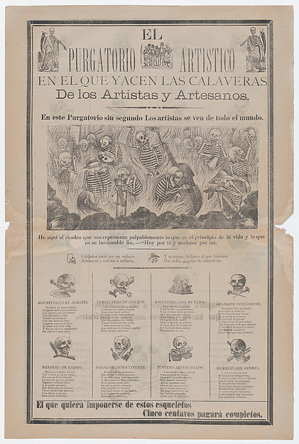 José Guadalupe Posada:Broadsheet on recto artist and artisan-16x12"(A3) Poster
