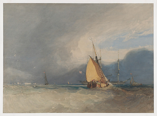 John Sell Cotman:Boats off the Coast Storm Approaching 1830-16x12"(A3) Poster