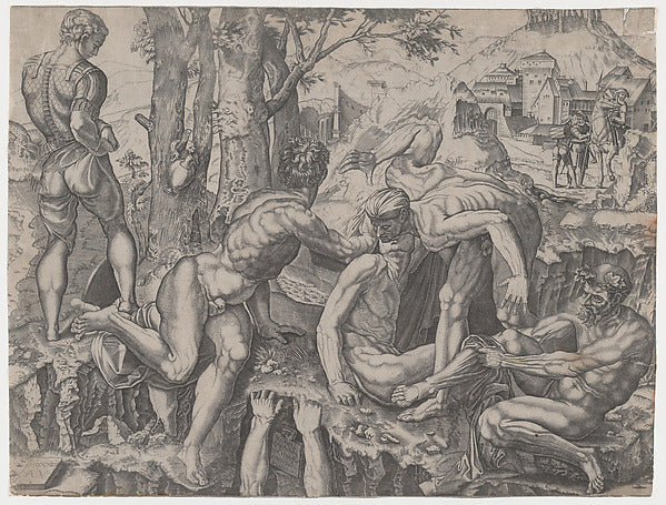The Climbers dated 1524-Agostino Veneziano , After Michelangel,  Poster Print