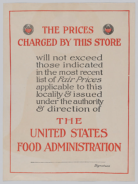 :The prices charged by this store c1917-16x12"(A3) Poster
