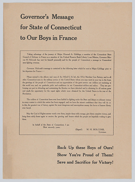 Anonymous:Governor's message for state of Connecticut to our-16x12"(A3) Poster