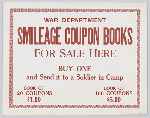 Anonymous:Smileage coupon books for sale here c1917-16x12"(A3) Poster