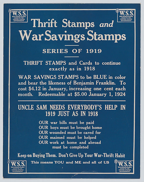 Anonymous:Thrift stamps and war savings stamps 1919-16x12"(A3) Poster