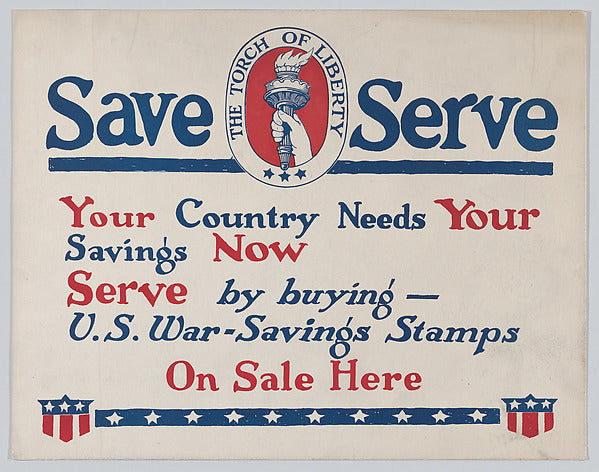 Anonymous:Save Serve c1918-16x12"(A3) Poster