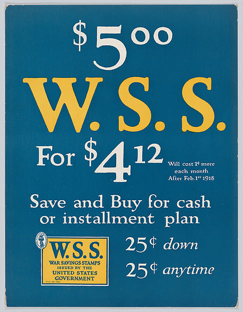Anonymous:$5.00 W.S.S. for $4.12 c1918-16x12"(A3) Poster