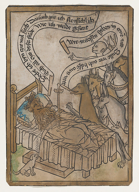 The Sick Lion Summons the Animals to His Bedside from the Sick,  Poster Print Wall Art