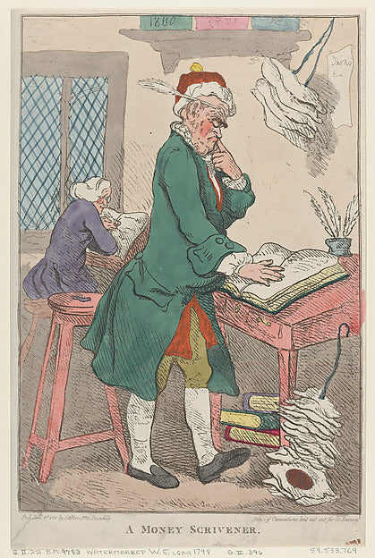 Thomas Rowlandson:A Money Scrivener January 1, 1801-16x12"(A3) Poster