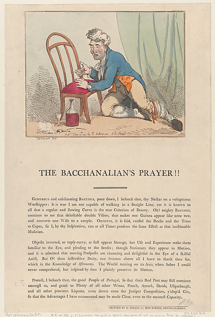 After George Moutard Woodward:The Bacchanalian's Prayer!! Ju-16x12"(A3) Poster